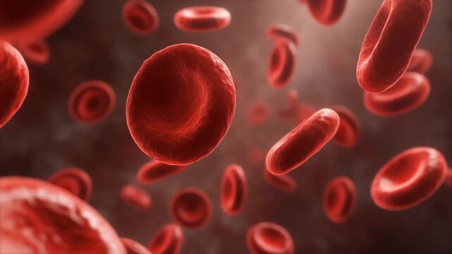 Close-up View of Red Blood Cells Detailed Microscopic Study and Medical Illustrations