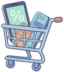 shopping cart with  mobile
