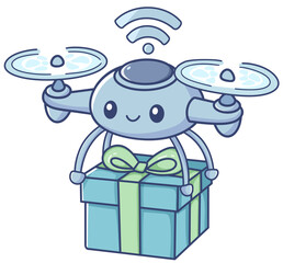 cute drone with gift box