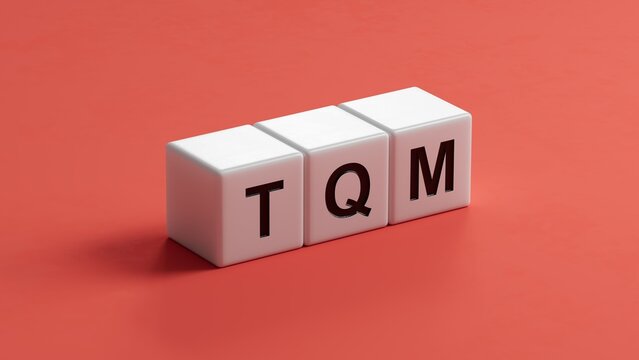 TQM, TEXT on wooden cubess.close up of wooden cubes,Business Concept.3D rendering.