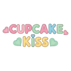 Sweeten your designs with this charming cupcake kiss lettering, perfect for Valentine's Day or cute dessert themed projects that need a touch of love
