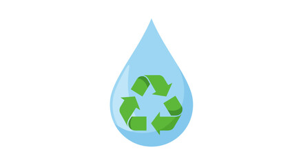 Water Drop with Recycling Symbol Sustainable Water Management Concept green energy