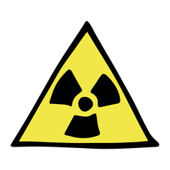 Fototapeta premium Hand drawn radiation sign Nuclear radiation hazard symbol Radioactive danger warning sign clipart in doodle style Nuclear safety Radioactive waste Single element for print, web, design, decor