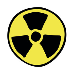 Hand drawn radiation sign Nuclear radiation hazard symbol Radioactive danger warning sign clipart in doodle style Nuclear safety Radioactive waste Single element for print, web, design, decor