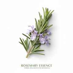 Fototapeta premium Fresh bunch of purple lavender and green rosemary herb plants isolated on white background