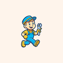 Plumber illustration for logo design. Plumber Company Logo