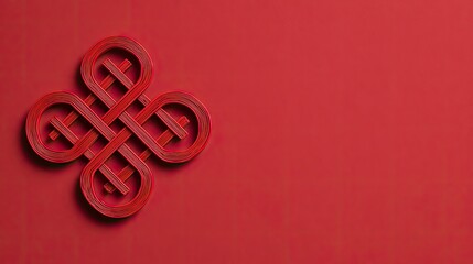 Ornate Red Symbol on Bold Red Background for Cultural Celebrations