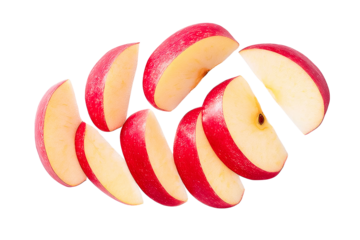 red apple slices on transparent background