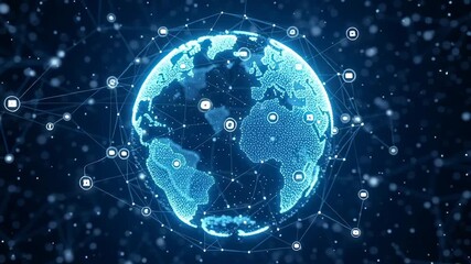 Global Network Connection - A Digital Earth Visualization of Interconnectivity. - Powered by Adobe