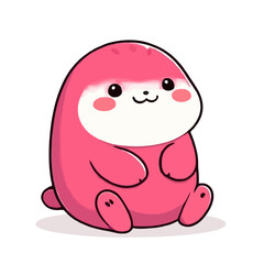 Fototapeta premium A cartoon sloth sits with its paws forward colored pink