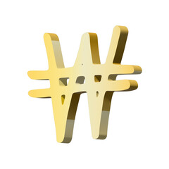 3d won currency symbol. Single element for design