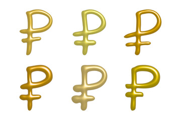 Set of 3d russian ruble currency symbol Elements for design