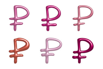 Obraz premium Set of 3d russian ruble currency symbol Elements for design