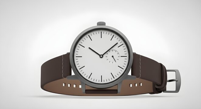 Classic Brown Leather Wristwatch with Subdial
