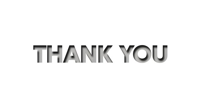 Thank you message in bold letters with a gray gradient on a white background for expressing gratitude