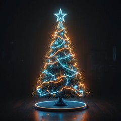 Neon 3D Cyberpunk Christmas Tree – Glowing Futuristic Holiday Design