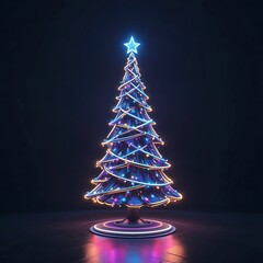 Neon 3D Cyberpunk Christmas Tree – Glowing Futuristic Holiday Design