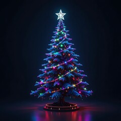 Neon 3D Cyberpunk Christmas Tree – Glowing Futuristic Holiday Design