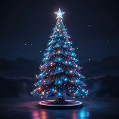 Neon 3D Cyberpunk Christmas Tree – Glowing Futuristic Holiday Design