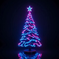 Neon 3D Cyberpunk Christmas Tree – Glowing Futuristic Holiday Design