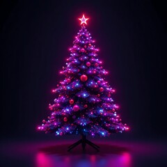 Neon 3D Cyberpunk Christmas Tree – Glowing Futuristic Holiday Design