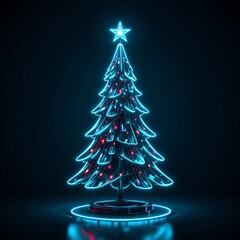 Neon 3D Cyberpunk Christmas Tree – Glowing Futuristic Holiday Design