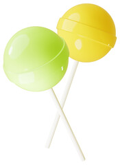 3D素材_ペロペロキャンディー_黄緑