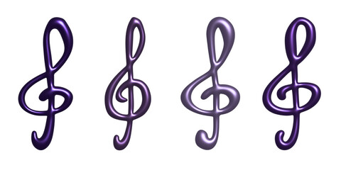 Fototapeta premium Set of 3d treble clef. Hand drawn musical symbol. Single element for print, web, design, decor, logo