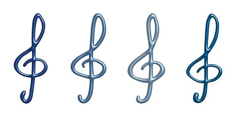 Set of 3d treble clef. Hand drawn musical symbol. Single element for print, web, design, decor, logo