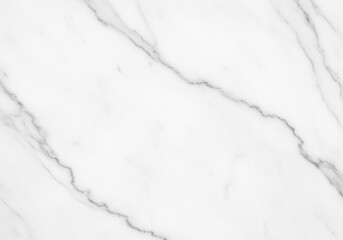 Flawless polished white marble slab texture with delicate grey veins, luxurious background