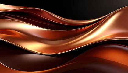 Abstract flowing copper waves with golden light accents and dark background creating a luxurious and dynamic visual effect