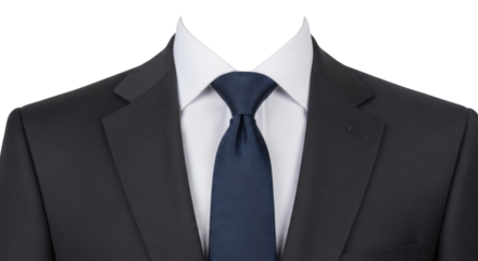 Formal suit and tie transparent background cutout png