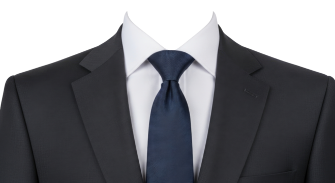 Formal suit and tie transparent background cutout png
