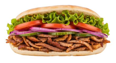 Delicious doner kebab sandwich transparent background cutout png