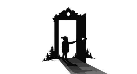 Child reaching for an open doorway, symbolizing opportunity and new beginnings.