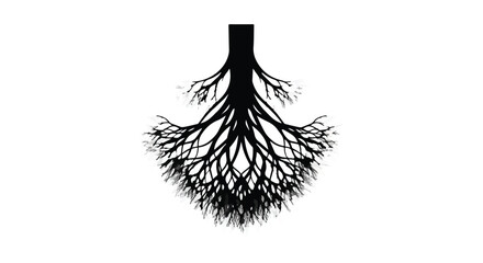 Intricate tree roots branching out against a clean white background, symbolizing growth and connection.