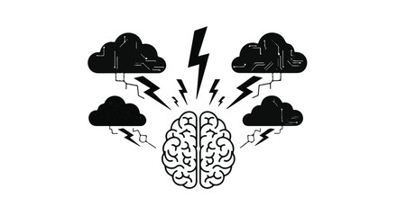 Symbolic illustration of a brain experiencing a powerful storm of ideas and creativity.