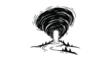 A dark, swirling vortex opens to a bright, inviting path, symbolizing hope emerging from darkness.