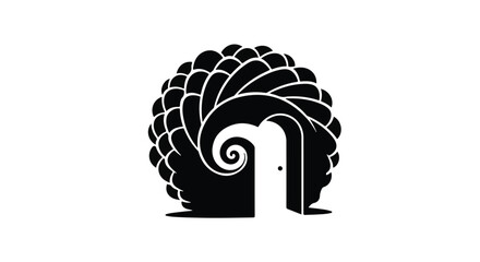 Abstract portal with spiral and architectural elements symbolizing opening and discovery