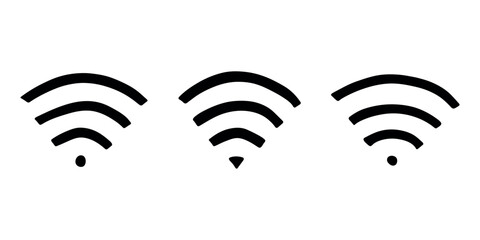 Set of hand drawn free wifi spot zone sign Public wi-fi area sign Wireless internet clipart in doodle style Single element for print, web, design, decor 3G, 4G, 5G, 6G, IoT