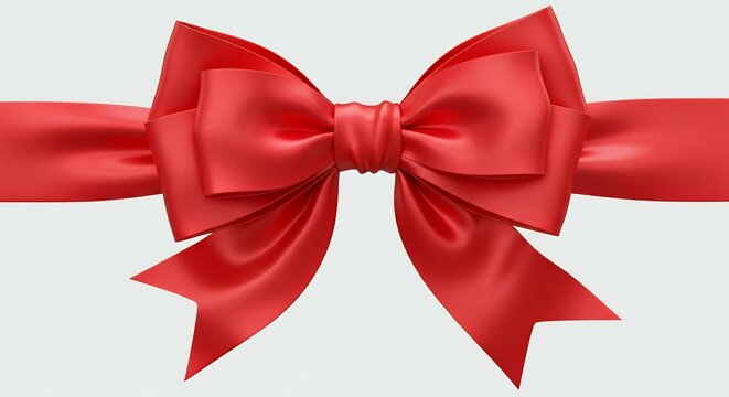 Elegant red satin ribbon bow isolated on light background, festive decorative accessory for celebration design.
- Powered by Adobe