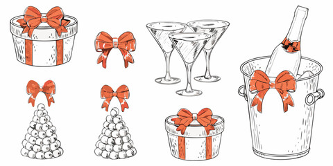 Celebrate the moments with delightful gifts, champagne, and sweets, perfect for festive occasions and special celebrations, a touch of elegance and joy