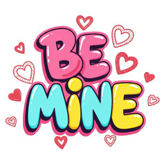 Bold 'Be Mine' message with playful hearts, perfect for Valentine's Day cards, social media posts, and romantic design projects, full of love