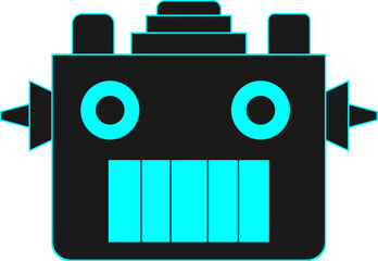 레트로 스타일의 귀여운 로봇 얼굴 아이콘
