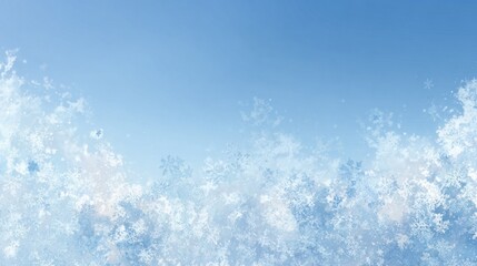 Obraz premium A serene winter scene featuring a blue sky adorned with delicate snowflakes, creating a tranquil and chilly atmosphere.