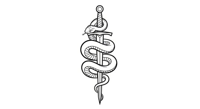 Serpent and Sword Tattoo Design.