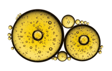 Abstract yellow bubbles macro photography transparent background cutout png