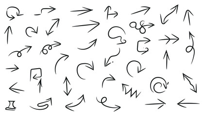 Hand drawn arrow collection isolated on for creative design