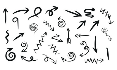 Hand drawn arrows isolated on for direction and navigation