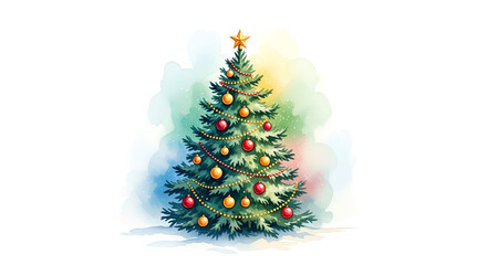 Watercolor Christmas tree illustration
